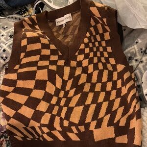 Willow Wind Brown and Tan Geometric Sweater Vest